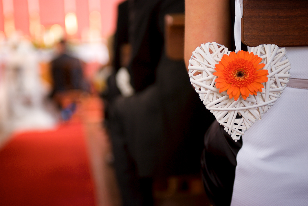 heart pew ends wedding